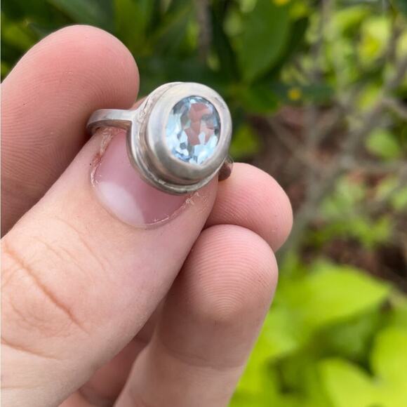 Vintage Blue Topaz 925 Silver Ring - Picture 2 of 5